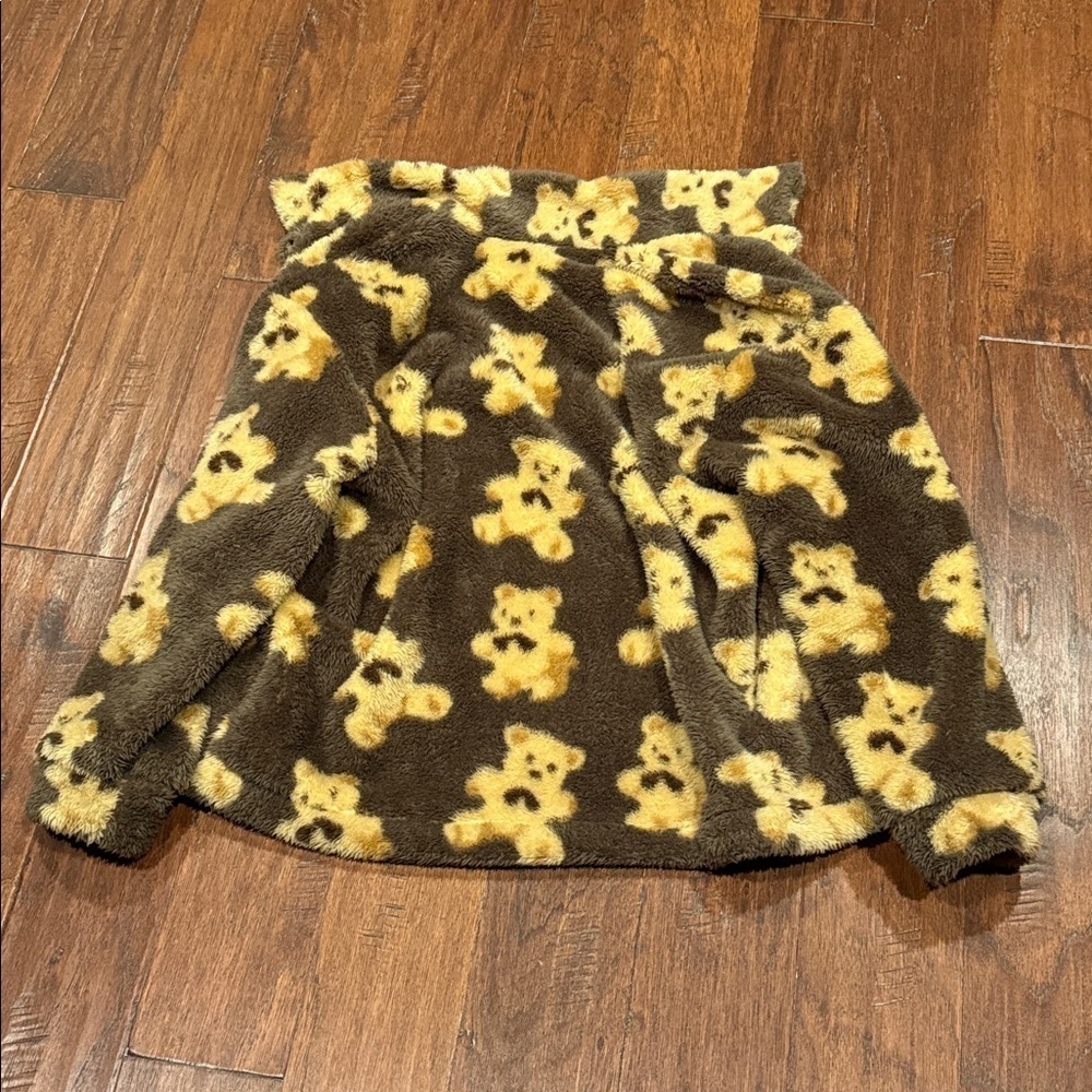 Gorgeous Large Brown Teddy Print Furry Button Down Collared Sweater PC 🖤 - Picture 15 of 16